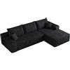 Comfyu Boneless Sofa 270 cm, divano angolare modulare con chaise longue, nero (Black, Big Right)
