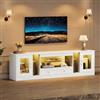 Concho Mobile TV bianco con LED per soggiorno, 180 x 32 x 50,5 cm | Adatto per televisori fino a 75 pollici, 2 armadi per PS5, 2 cassetti, ripiani regolabili, facile da montare