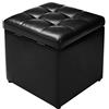 RELAX4LIFE Poggiapiedi Contenitore in Finta Pelle 40x40x40 cm, Sgabello con Portata di 300 kg, Vano Portaoggetti e Superfice Facile da Pulire, per Ufficio, Camera da Letto o Soggiorno (Nero)