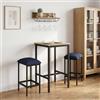 YUTAASU Set di 2 sgabelli da bar, 40 x 32 x 64 cm, in legno con poggiapiedi, blu