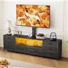 VEDECASA Mobile TV con supporto e ciabatta multipresa, mobile TV basso da 180 cm con 8 cassetti in tessuto e illuminazione LED, mobile TV industriale con spazio per TV da 32-80 pollici, marrone (nero)