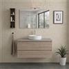 Kiamami Valentina Mobile Bagno Sospeso 100 Cm Rovere Top Beton Specchio | 2 cassetti, specchio 100x60 cm con lampada, struttura legno nobilitato, già assemblato, senza lavabo