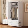WOSEVR Armadio moderno 170x70x40cm con 2 ante e 2 cassetti (bianco-G) | Mobili di stoccaggio,armadi alti in legno, guardaroba,aste per indumenti,spazio di archiviazione,per camera da letto e