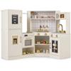 RELAX4LIFE Cucina Giocattolo per Bambini, Cucina Angolare in Legno con Luci e Suoni, Frigorifero, Microonde, Forno e Pentole, Set di Gioco Interattivo per Bambini 3+ Anni, 134 x 71 x 90cm