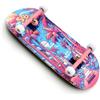 SPITBOARDS® Tastiera in legno 36x96 mm, preassemblata, 5 strati Pro Trucks con dadi, ruote CNC, grafica Real Wear, nastro adesivo schiuma laser, Miami