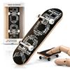 QYEHF Fingerboard professionale in legno d'acero naturale，Inglese - Nero | Mini skateboard in acero a 5 strati, Da assemblare, per appassionati di skateboard, Regalo di compleanno per adolescenti