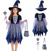 Generico Vestito Halloween Bambina Strega, Costume Halloween Ragazza, 2-17 Anni | Travestimento Halloween Bambina, Set di Abbigliamento per Bambine e Ragazze, per Halloween, Carnevale, Festa