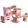 Faroby Mobili per camera da letto per casa delle bambole - 6 pezzi/set Accessori per casa delle bambole con letto a castello, sedia a dondolo per giochi di ruolo fantasiosi, mobili per