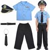Agarte 5 Pcs Costume Poliziotto Bambino, Gioco Di Ruolo Vestito Poliziotto Bambino | Polizia Costume Bambini, con Camicia, Pantaloni, Cappello, Cintura, cravatta, per Halloween, Carnevale, Bambini Cosplay