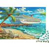 KZQJXNHPCR Puzzle Spiaggia con Nave da Crociera 1000 Pezzi per Adulti e Bambini, Puzzle con Paesaggio Tropicale, Gioco di Sfida e Arredamento Domestico, Idea Regalo