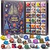QMAY Dadi misteriosi, 24 dadi e accessori per giocatori DND | Set di 3 dadi poliedrici, stile casuale per Dungeons and Dragons, MTG, giochi di ruolo, D20 D12 D10 D% D8 D6 D4