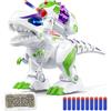Ruko 8809 Dinosauro Robot RC T-Rex Programmabile con Occhi LED, Verde | 50 movimenti programmabili, cammina e ruggisce, spara dardi morbidi, canta e balla, dinosauro ricaricabile 3-8 anni