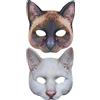 GARVALON Maschere Unisex per Feste a Forma di Gatto 2 Pezzi in EVA e Tessuto Mezze Maschere Animali per Halloween Carnevale e Travestimenti Mascherine per Gatti Marrone e Bianco