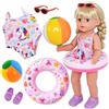 Zouonou Set da nuoto da 4 pezzi per bambole, abbigliamento estivo per bambole, accessori per bambole da 35-43 cm, con costume da bagno, occhiali da sole, anello da nuoto, scarpe, pallone d'acqua con