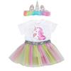 ZWOOS Vestiti per Bambole per New Born Baby Doll, Pagliaccetti Unicorno e Gonna e Archetto per Bambolotti 35-43 cm, Set di 3