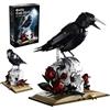 Fuleying Set di mattoncini gotici con corvo e teschio, 1358 pezzi | Corvi scheletro mattoncini con fiori, croce, libri, decorazione da tavolo in stile horror, per adulti e adolescenti