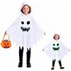 Yi'antai Costume Fantasma Bambino con Cappuccio, Bianco Mantello da Fantasma Bambini | Glow in The Dark, Vestito Fantasma Bambino con Sacchetto zucca, Mantello da Fantasma Bambini per Halloween Costume Party
