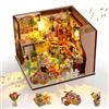 Cuteefun Casa delle Bambole con Vetrina Protettiva Antipolvere e Musica, Kit DIY Miniature con Luci LED (Fiorista)