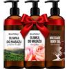 BEAUTIONA Olio per massaggio corporeo, 3 x 500 ml, tè verde, rosa e cioccolato caldo