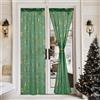 PONY DANCE Tende Natalizie per Porta Finestra 2 Pezzi L60 x A240 cm | Decorazioni, Tende a Vetro, Verde, Motivo Stampato in Oro, con Tasca, Trasparenti, Leggera, Atmungsaktiv, Sottile