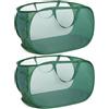 Neuytiky 2 Pezzi Cesto Portabiancheria Pieghevole 75L - pop up cesto biancheria sporca 36×36×58 cm con manico, borsa lavanderia in rete traspirante, portabiancheria salvaspazio per bagno, dormitorio,vert
