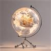 Generic Globo Terra Bianca, Diam. 20 cm/7.9 inch, Luce notturna, Mappa del mondo, Barca a vela, Luce Bianca Calda