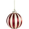 Viron Set 6 Palle di Natale Pendenti in Vetro Soffiato con Decoro a Righe Verticali Bianco e Rosso (1, Sfera)