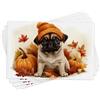 Generic Set di 4 tovagliette decorative con cane carlino autunnale, arancioni, per tavolo da pranzo, antiscivolo, lavabili, per interni ed esterni, feste, 45 x 30 cm