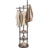 Mermajestic Appendiabiti girevole, appendiabiti con 3 ripiani | Gruccia appendiabiti per corridoio, camera da letto, portata fino a 10 kg, colore noce, facile da montare