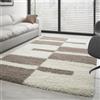 Carpettex Tappeto 160x230 cm Beige-Crema Shaggy Pelo Alto Quadri Morbido