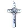 La Balestra Croce di San Benedetto in metallo - corpo placcato argento 999 - Made in Italy - 8X5,5 cm (Bianco)