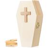 Operitacx Scatola a Forma di Bara in Legno per Gioielli e Monete | Stile Vintage Gotico, Finitura Grezza Beige, Coperchio a Croce, per Eventi Speciali e Halloween