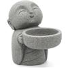 ZKSYLSM Portacandele e cono di incenso a forma di statua di Buddha in arenaria, piccola statuetta Jizo per decorazione domestica, piccolo Buddha Zen Monaco Tealight per scrivania, mensola o comodino