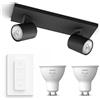 Philips Hue Philips myLiving Runner Faretto da superficie con Hue White GU10 & Dimmer - Faretto da superficie - Bluetooth - 2 punti luce - Bianco