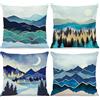 BREASOME Federe Cuscini Divano 45x45 cm, Set di 4 Copricuscini Montagna Foresta Luna Scenario Naturale Fodere per Cuscini Decorativi Quadrata in Poliestere per Divano Camera da Letto Soggiorno