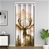 Loussiesd Tenda per porta con cervi e foreste nebbiose gialle per porta, privacy, natura, paesaggio montano, armadio, copertura per camera da letto, soggiorno, divisorio con animali, 132 x 213 cm