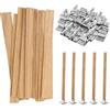 AMANDELIZABE 27 stoppini per candele con 27 supporti in ferro, candele, stoppini in legno per fai da te, per la produzione di candele fai da te, senza fumo, in legno naturale ecologico per la produzione di