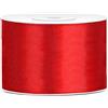 PartyDeco Rotolo Nastro Satin ROSSO H 50 mm X 25 Mt - Raso Decorazione Bomboniere Matrimonio Laurea Natale San Valentino