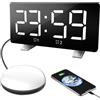 Lancoon Sveglia elettronica a vibrazione con funzione di memoria super forte e luminosità regolabile, volume di 10 canzoni, doppia sveglia per chi dorme pesanti, camera da letto e scrivania