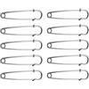 SagaSave Set di 10 spille da balia resistenti alla ruggine, grandi clip per vestiti, spille, kit di spille da cucito per coperte, tappeti, lenzuola, articoli fai da te (argento, 80 mm)