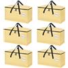 Dntorx 6 contenitori con coperchio, 93 l, pieghevoli, beige | Manici robusti, chiusura lampo, scomparto per etichette, tessuto PP, per trasloco, vestiti, biancheria da letto