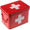 COSE DA CASA Scatola per medicine in metallo box per kit pronto soccorso organizer porta medicinali beauty da casa rossa con croce bianca