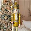 ECOM-CDL CDL XL/5 piedi/150 cm/5ft/5 piede/150cm Vita dimensione grande/Gigante Oro Glitter Di Natale In Legno schiaccianoci Re e Soldato Ornamento Regalo Bambola Vetrina/Casa Decorazione K29