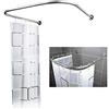 Chynalys Asta per tenda da doccia, Bastone Tende, Regolabile, a forma di U con tenda da doccia, angolo senza supporto a soffitto, 20 kg, buona resistenza per doccia, facile da installare