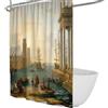 Generic Classicismo barocco tenda doccia imbarcatura di Ulisse tenda doccia paesaggio dell'alba dorata mare Tenda da bagno Decorazione nautica del bagno 120 x 180 cm