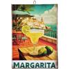 KUSTOM ART Quadro da Parete Sagomato Serie Pubblicità Vintage Cocktail Margarita con Limoni in Terrazza Stampa Artistica Vintage su Legno 25x18cm