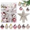 Aurasky Mini Palline per Albero di Natale Bianco Oro Rosa, 30pcs, 3CM Palle Natalizie di Plastica, Decorazioni per Vacanze Feste