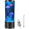 PINPON Lampada a forma di medusa con USB e alimentazione a batteria, lampada da tavolo con serbatoio di meduse con 17 colori che cambiano 4 modalità di illuminazione, lampada per acquario con telecomando per