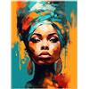JosuE Ragazza Africana Quadri Soggiorno Stampe Su Tela, Donne Nere Giallo,blu Quadri Decorazioni Camera Da Letto Bagno Cucina -75x115cm Non incorniciato