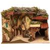 Holyart Ambientazioni, botteghe, case, pozzi: Casette a schiera 3 ingressi e stalla 25x35x20 cm per presepi di 6-7 cm